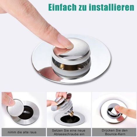 Vidangeur de lavabo universel, bouchon de lavabo escamotable pour salles de bains, cuisines, lavabos (vidange 32-42 mm) (1/5)