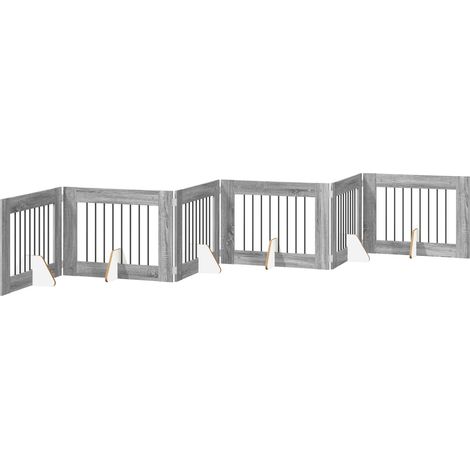 Foldable Dog Gate with Stands 6 pcs Grey Sonoma 482 cm vidaXL