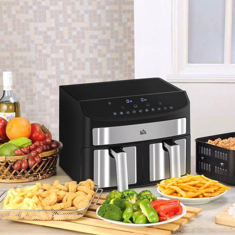 Friteuse à air sans huile, Air Fryer, double compartiment 8 L, 2400 W - 10 programmes, température réglable, minuterie (1/5)