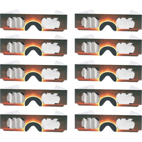 Lot de 10 lunettes d'observation d'éclipse solaire, protection oculaire, pour enfants et adultes (B) (1/5)