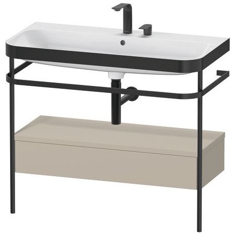 DURAVIT HP4743E6060 Support métallique avec bride et SK avec lavabo Happy D.2 Plus, 2 trous de robinetterie
