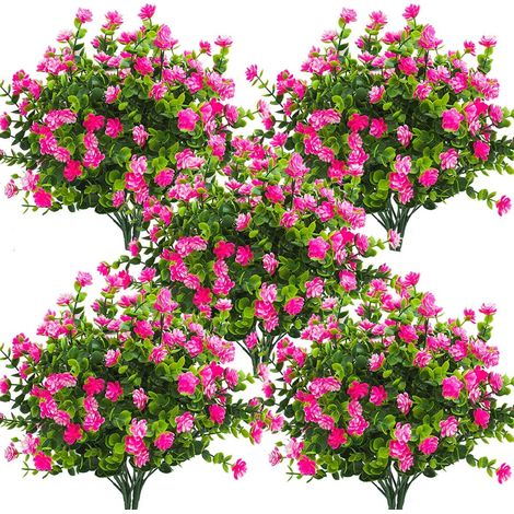 Faux Flowers - UV Resistant Artificial Eucalyptus Shrubs - Outdoor Indoor Decor - 10 Pieces - 22 cm x 34 cm - Plastic Foliage (1/5)