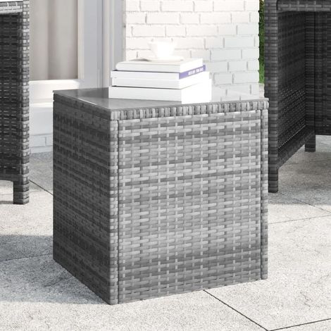 Table d'Appoint Chevet,Bout de Canapé gris 40x37x40,5 cm résine tressée -GB59134 (1/5)
