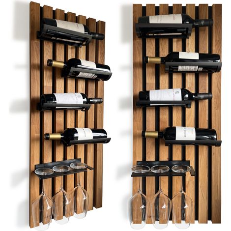 Portabottiglie e portabicchieri in rovere Lamele 98x40cm (1/5)