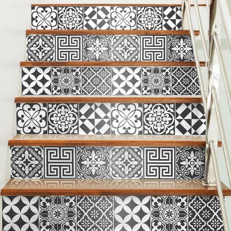 Adhésifs Carrelages Autocollant Traditionnels Nuance de Gris Carreaux de Ciment Carrelage Sticker Mural Salle de Bain et Cuisine 60 Pièces de 10 x 10 cm (1/5)