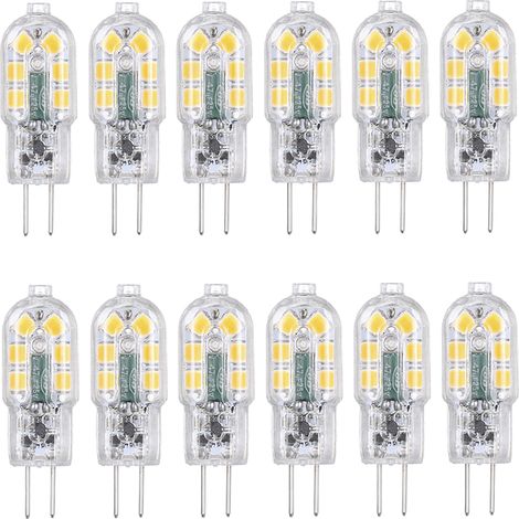 Ampoule LED G4 3W AC/DC 12V, remplacement d'une ampoule halogène 30W, angle de rayonnement 360°, 160lm, non graduable et sans scintillement, paquet de 12 (3000k blanc chaud) (1/5)