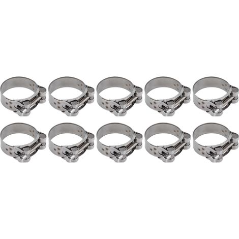 Collier de serrage 201 inox 10 pièces, renforcé plein cœur, galvanisé, pour tuyaux auto industrie, Ø 44-47mm. (1/5)