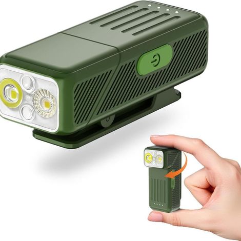 Lampe torche- Mini lampe torche rechargeable avec LED - Avec- Idéale pour le camping et les situations d'urgence - Vert militaire (1/5)