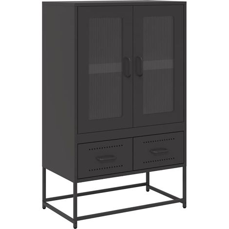 Maison Exclusive - Buffet haut noir 68x39x111,5 cm acier (1/5)