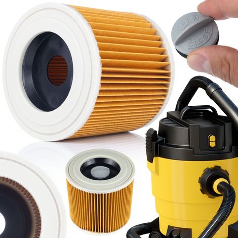 Filtro di Ricambio per Aspirapolvere compatibile con Kärcher MV2 MV3 WD2 WD3 – Poliester Lavabile, Alta Qualità, Ø12,3 cm, H11,5 cm (1/5)