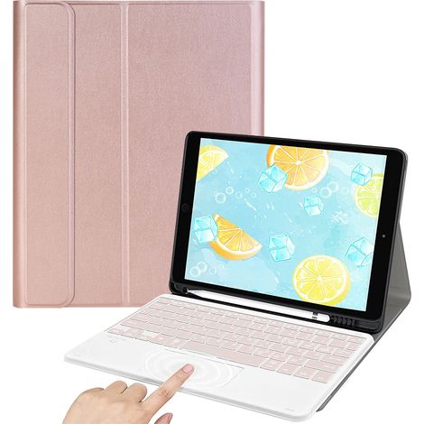 Étui pour clavier Touchpad iPad 2018/2017/Air/Air2/Pro 9.7/iPad 5, 6 avec clavier Bluetooth amovible sans fil et porte-crayon intégré (1/5)