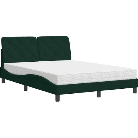 Maison Exclusive - Letto con Materasso Verde Scuro 140x190 cm in Velluto (1/5)