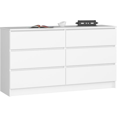 Cassettiera AKORD K140 Bianca 138 cm 6 cassetti 138x40x77 cm (1/8)