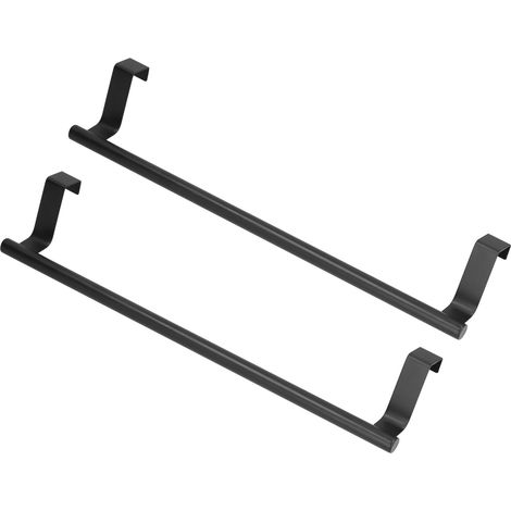 Set mit 2 schwarzen Handtuchhaltern, kein Bohren oder Nägel erforderlich, für Möbeltüren, 36 cm, für Zuhause oder Hotel (1/5)