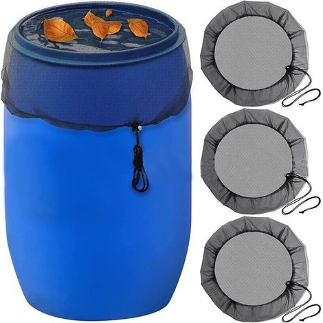 3 Pcs Filet pour Citerne de Pluie: Filet de Protection avec Cordon Serrage Réservoir D'eau Couvercle Ajustable, Filet Protection Protège Contre Feuilles et Larves Moustiques - Diamètre 80 cm (1/4)