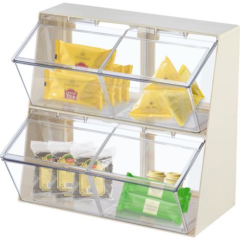 Tea Bag Holder Tea Box Organizer with Lid - 4 Compartments Organizer Coffee Station Tea and Coffee Station for Kitchen Countertops Cabinets Pantry (Green) (1/5)