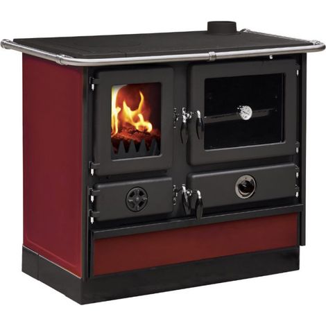 Interstoves – Cuisinière à bois Magnum Thermo MBS en fonte – Sortie droite – Puissance 12kW – Longueur max de bûche 50cm – Économie d’énergie