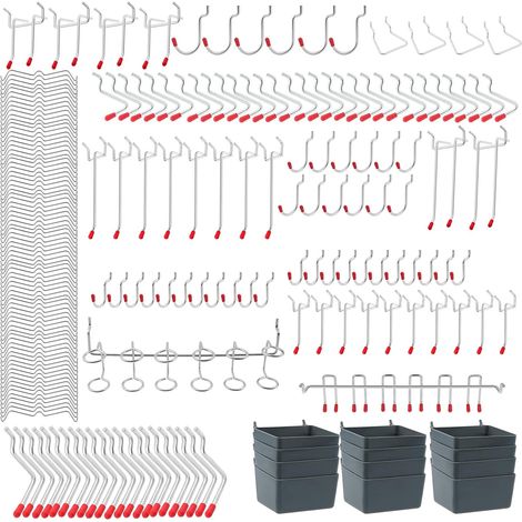 230 Pièces Assortiment de Crochets pour Panneaux Perforés avec Bacs/Paniers/Accessoires pour les Outils d'Organisation (1/5)