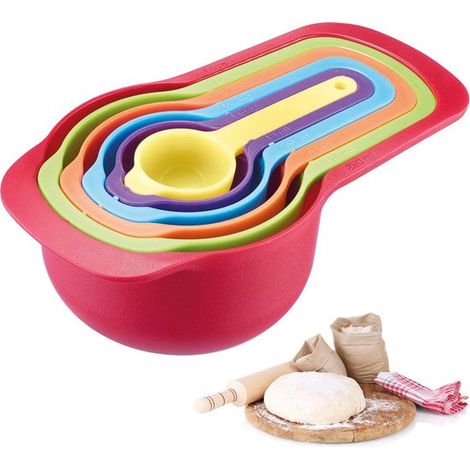 6 teiliges Messlöffel Set, Fassungsvermögen: 7,5/15/60/85/125/250 ml, Kunststoff, BPA frei, farbig, marineblau (1/2)