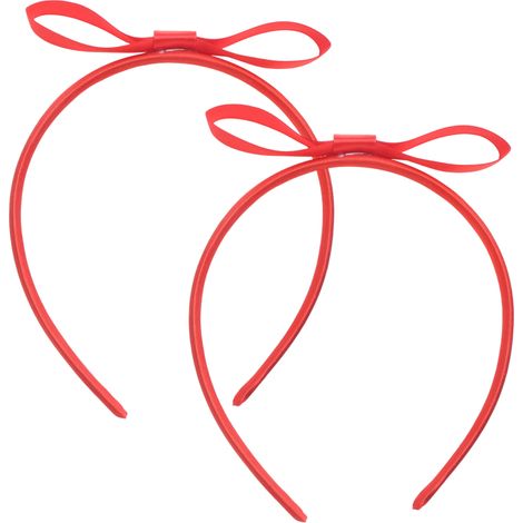 2 bandeaux rouges, accessoires pour cheveux vintage, nœud classique, élastique confortable, taille unique, idéal pour Halloween, Noël et fêtes costumées (1/5)