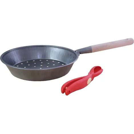 Snips Padella per Castagne con Tagliacastagne, Metallo, Argento 52 x 27 x 4 cm, Padella per Castagne, Made in Italy (1/5)