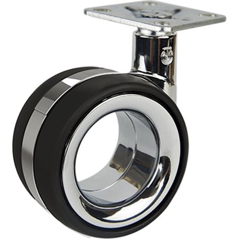 Roulette DESIGN "K" pivotante Ø 75 mm ZAMAK CHROMÉ à platine (1/2)