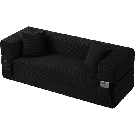 Schwarzes Klappsofa aus Cord 200 x 76 x 60 cm MODENUIT (1/5)