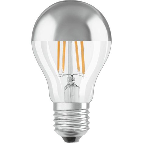 OSRAM LED Retrofit CLASSIC A Mirror Lampadina LED, Attacco: E27, Bianca Calda, 2700 K, 6.5 W Equivalenti a 50 W, LED Retrofit CLASSIC A, Chiaro, Taglia Unica (1/2)