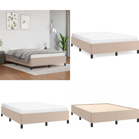 Bettgestell Cappuccino-Braun 140x190 cm Kunstleder - Bettesrahmen - Schlafzimmermöbel - Kunstlederbettwäsche - Doppelbett - Boxspringbett - Home & Living (1/5)