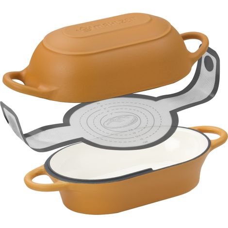 Mahlzeit Gusseisen Brottopf Set emailliert, 2,5 Liter, Sunny Orange, mit Brotschlinge, Brotbackset