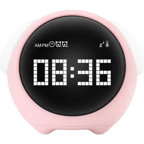 ZOLGINAH Reveil Enfant Numerique, Reveil Veilleuse avec Icône émoticône, Fonction de Thermomètre et Snooze, Recharge USB, Réveil Lumineux avec Mode de Veilleuse à Commande Vocale, pour Garçon et Fille (1/5)