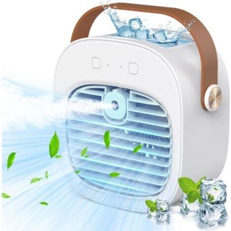 Condizionatore portatile–Mini condizionatore ricaricabile da 4000 mAh con 3 velocità, autonomia di 5–10 ore e ventilatore da scrivania silenzioso (1/5)