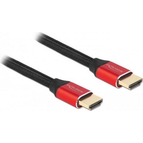 Câble de raccordement Delock HDMI Fiche mâle HDMI-A 3 m noir, rouge 85775 8K UHD, contacts dorés, bl (1/4)