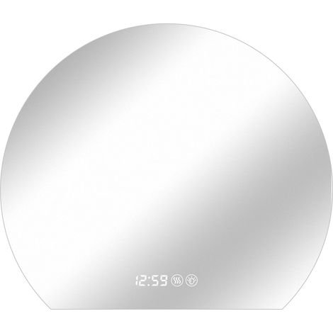 Miroir salle de bain LED rond 80 cm anti-buée, lumière 3 températures réglable et intensité variable, verre argenté HD sans cuivre, mural CHICFURN (1/5)
