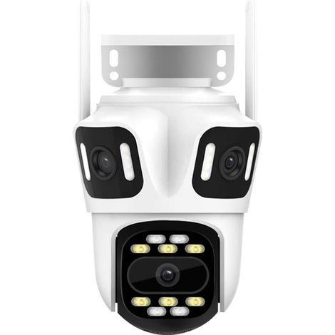 Caméra de Surveillance WiFi 12MP Triple Objectif - 3 Écrans Simultanés, PTZ 355°/90°, Suivi Automatique Humain, Vision Nocturne 3 Modes, IP66 Étanche, Audio Bidirectionnel, Multi-utilisateurs, 128Go C (1/4)