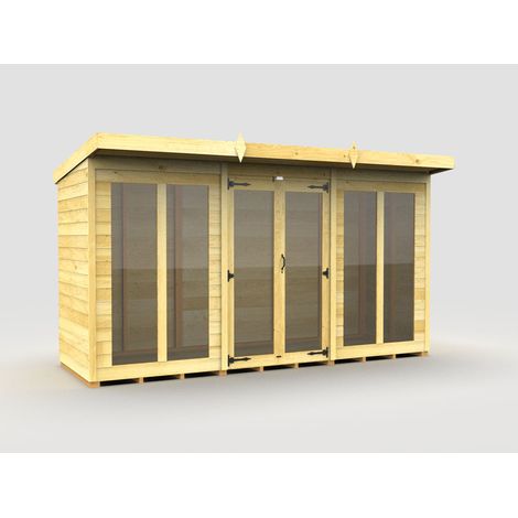 12 x 4 Pent Summer House (Full Height Window)