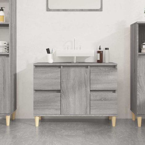 vidaXL Sink Cabinet Grey Sonoma 80x33x60 cm Engineered Wood (1/5)