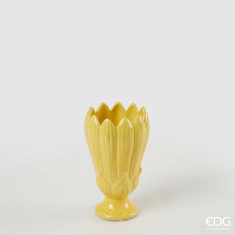 EDG Enzo De Gasperi Vaso Freaky Foglie Coppa H 17,5 Cm D 10,5 Cm Ceramica Waterproof Yellow
