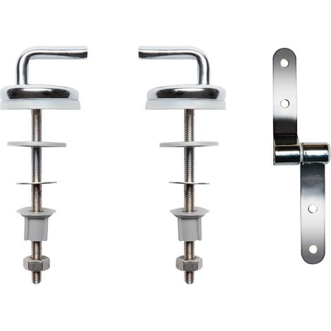 Ensemble de fixation pour abattant WC , charnière inox et visserie, chromé (1/5)