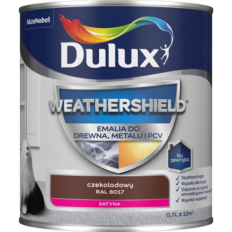 Smalto acrilico Dulux Weathershield per metallo e legno, colore cioccolato, 0,7 l