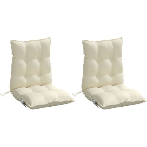 vidaXL Cuscini per Sedia Schienale Basso 2 pz Crema in Tessuto