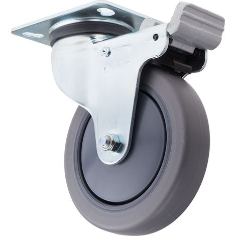 Roulettes industrielles Pivotant avec frein RS PRO, Diam 125mm, 90kg ( Prix pour 1 )