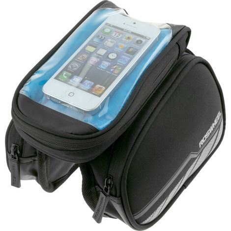 PrimeMatik - Sacoche pour cadre de vélo avec 3 compartiments. Écran tactile transparent pour téléphone (1/5)