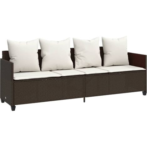 Maison Exclusive - Lettino Prendisole con Cuscini Marrone in Polyrattan
