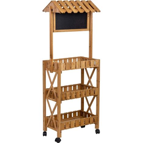 Expositor-estantería de madera con 3 bandejas 56x32x148h cm