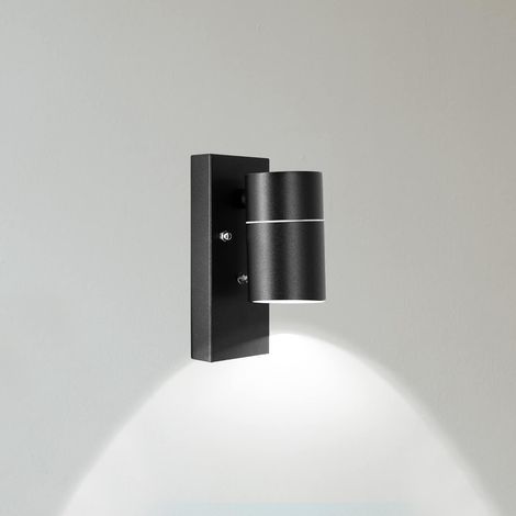 Appliques murale extérieure avec interrupteur crépusculaire, luminaire extérieur avec capteur de lumière, étanche IP44, applique murale noire inclu 1 ampoule LED GU10 5W blanc froid (1/5)