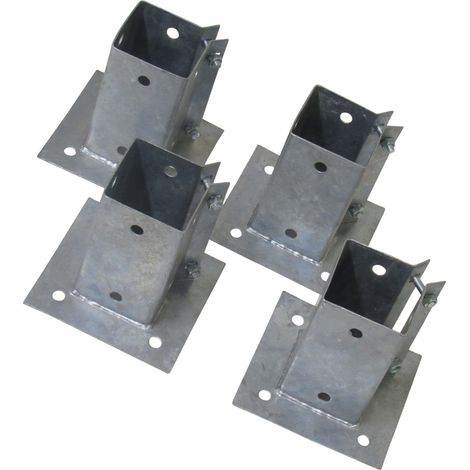 Bolt Down Fence Post Support 75MM Bolt Grip X4 (Galvanised Fencing Base Shoe Foot) (1/5)