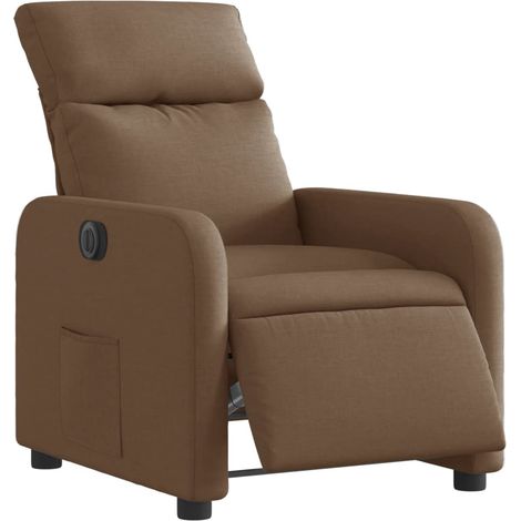 Poltrona relax TV con comodissima funzione reclinabile elettrica in tessuto marrone DEC028454
