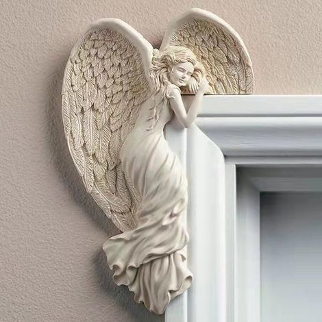 Ange en Résine Vintage à Suspendre sur Porte - Décoration Murale Modèle W300 Y (1/5)