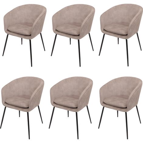 [NEUWERTIG] 6er-Set Esszimmerstuhl HHG-074, Küchenstuhl Polsterstuhl Stuhl, Stoff/Textil (340g/m²) Metall taupe (1/5)